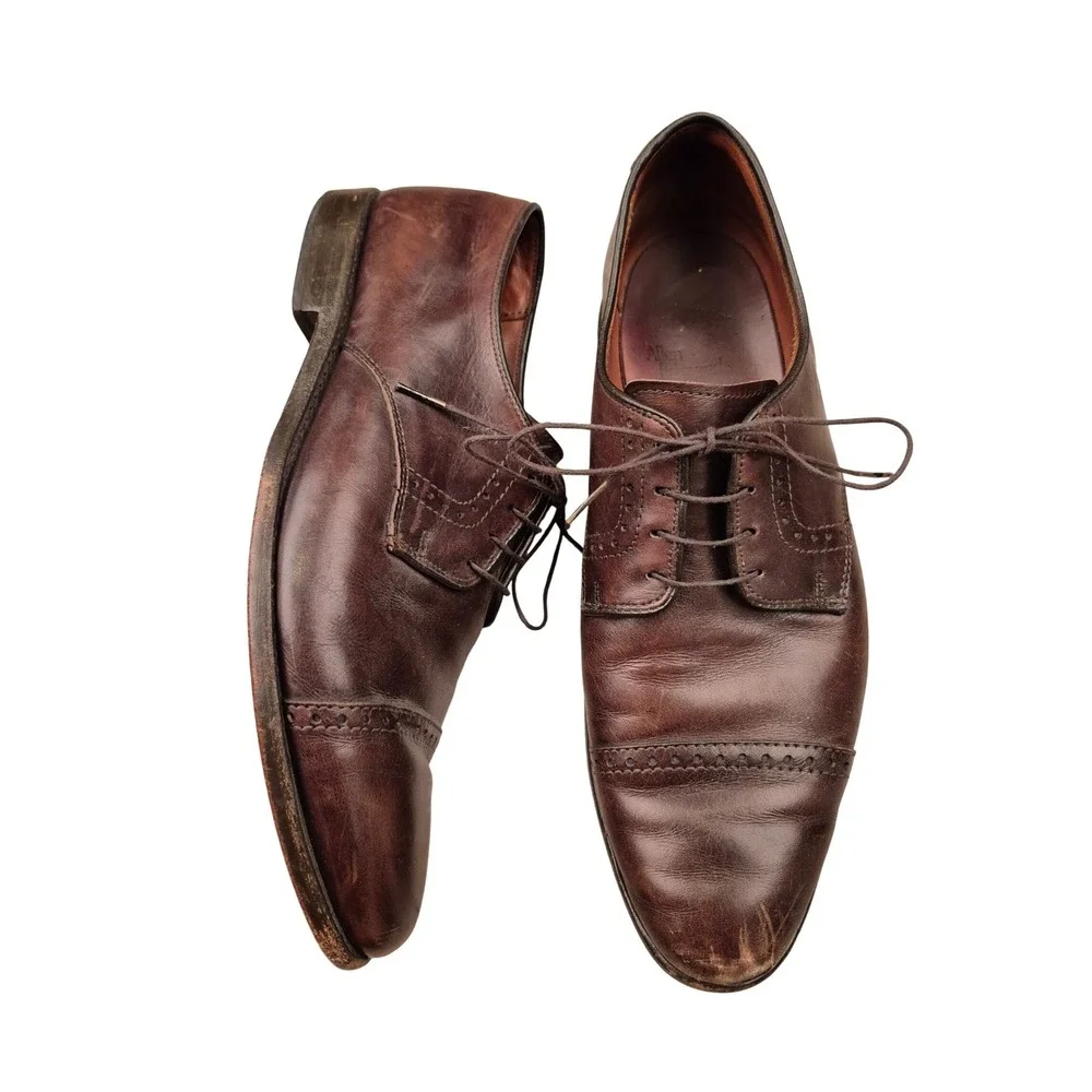 Allen Edmonds Fifth Avenue Brown‎ Leather Cap Toe Brogue Derby Shoes Mens 10.5 D